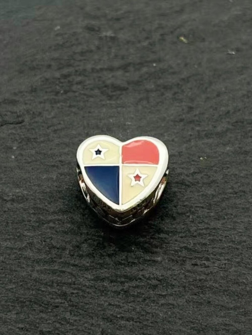 Pandora Panama Flag Exclusive Heart Charm Sterling Silver Jewelry